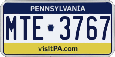 PA license plate MTE3767