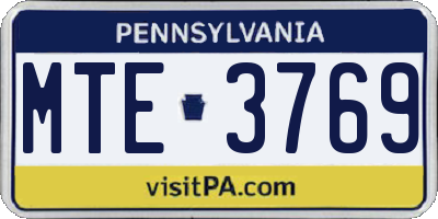 PA license plate MTE3769