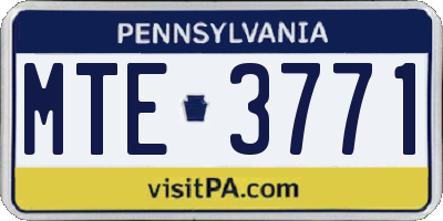 PA license plate MTE3771