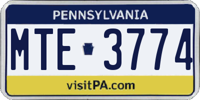 PA license plate MTE3774