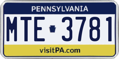 PA license plate MTE3781