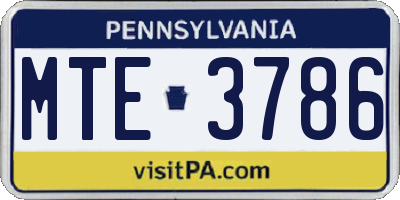 PA license plate MTE3786