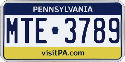 PA license plate MTE3789