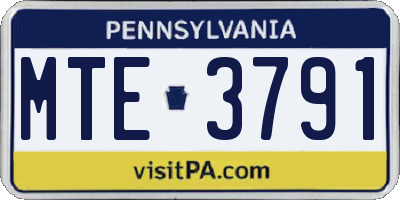 PA license plate MTE3791
