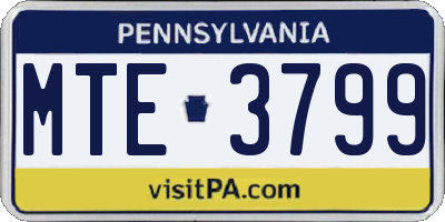 PA license plate MTE3799