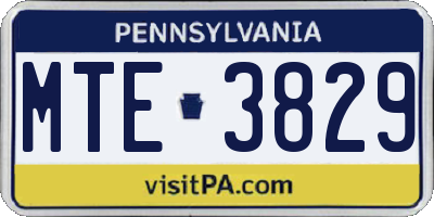 PA license plate MTE3829