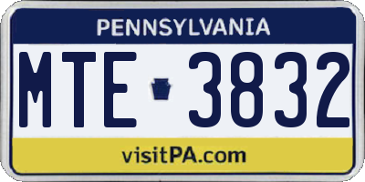 PA license plate MTE3832