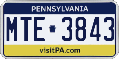 PA license plate MTE3843