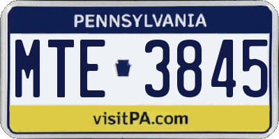 PA license plate MTE3845