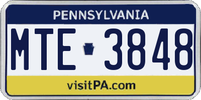PA license plate MTE3848