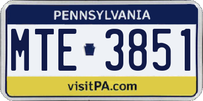 PA license plate MTE3851