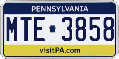PA license plate MTE3858