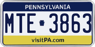 PA license plate MTE3863