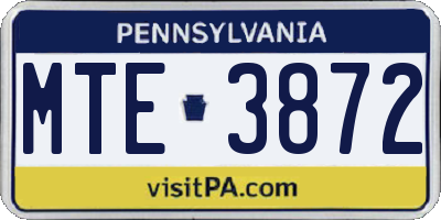 PA license plate MTE3872