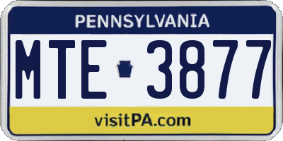 PA license plate MTE3877