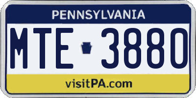 PA license plate MTE3880