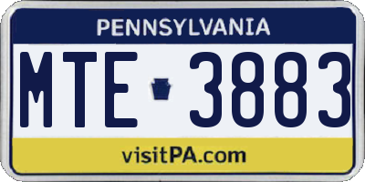 PA license plate MTE3883