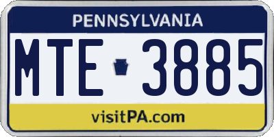 PA license plate MTE3885