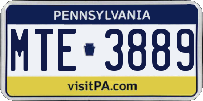 PA license plate MTE3889