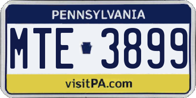 PA license plate MTE3899