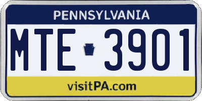 PA license plate MTE3901