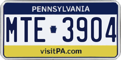 PA license plate MTE3904