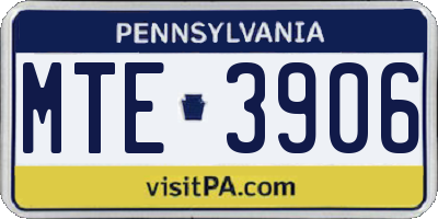 PA license plate MTE3906