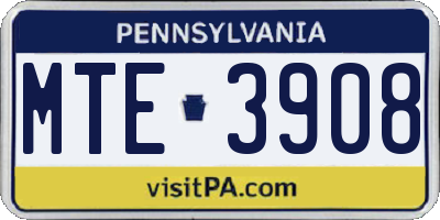 PA license plate MTE3908