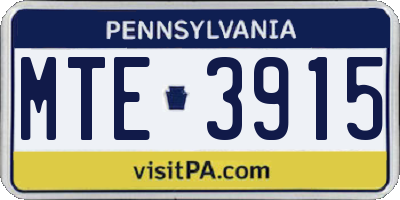 PA license plate MTE3915
