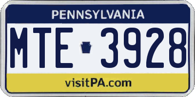 PA license plate MTE3928