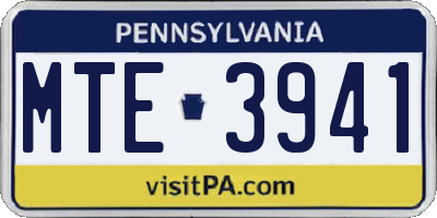 PA license plate MTE3941