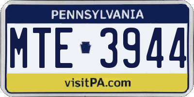 PA license plate MTE3944