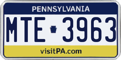 PA license plate MTE3963