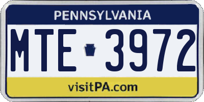PA license plate MTE3972