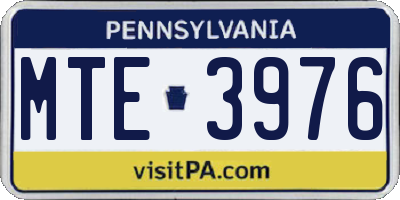 PA license plate MTE3976