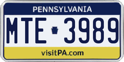 PA license plate MTE3989