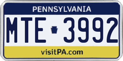 PA license plate MTE3992