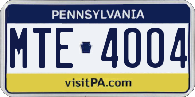 PA license plate MTE4004
