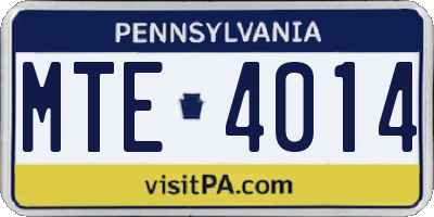 PA license plate MTE4014