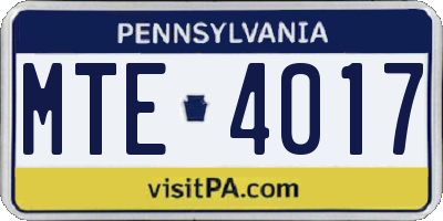 PA license plate MTE4017