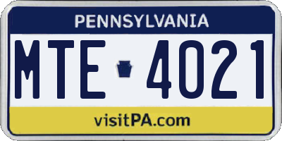 PA license plate MTE4021