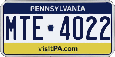 PA license plate MTE4022