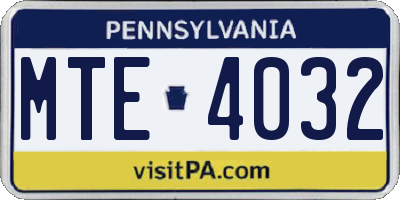 PA license plate MTE4032