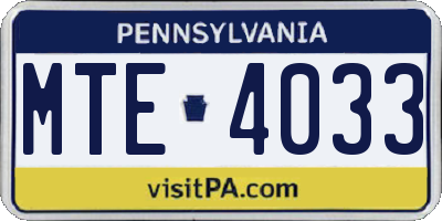 PA license plate MTE4033