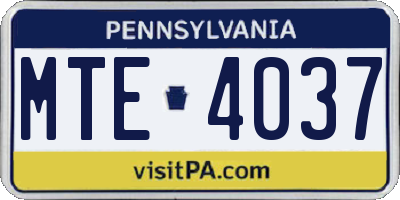 PA license plate MTE4037
