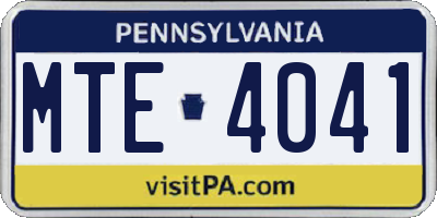 PA license plate MTE4041