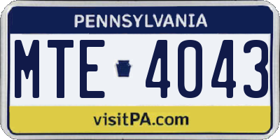 PA license plate MTE4043