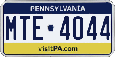 PA license plate MTE4044