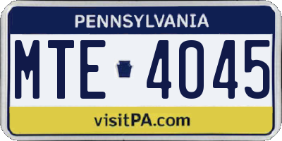 PA license plate MTE4045