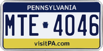 PA license plate MTE4046
